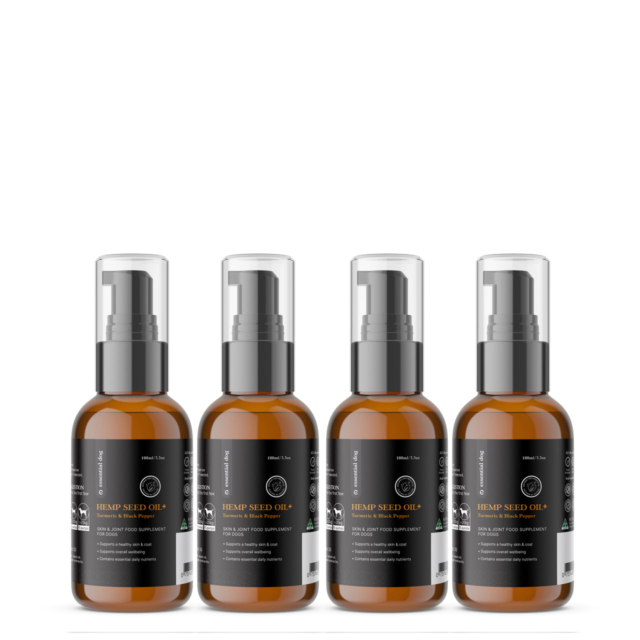 essential dog value pack of hemp seed oils with turmeric and black pepper
