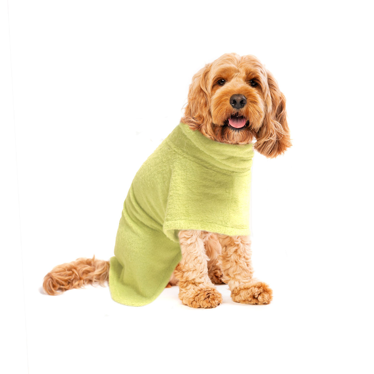 essential dog super cute sustainable bamboo bathrobe for dogs in beautiful green color