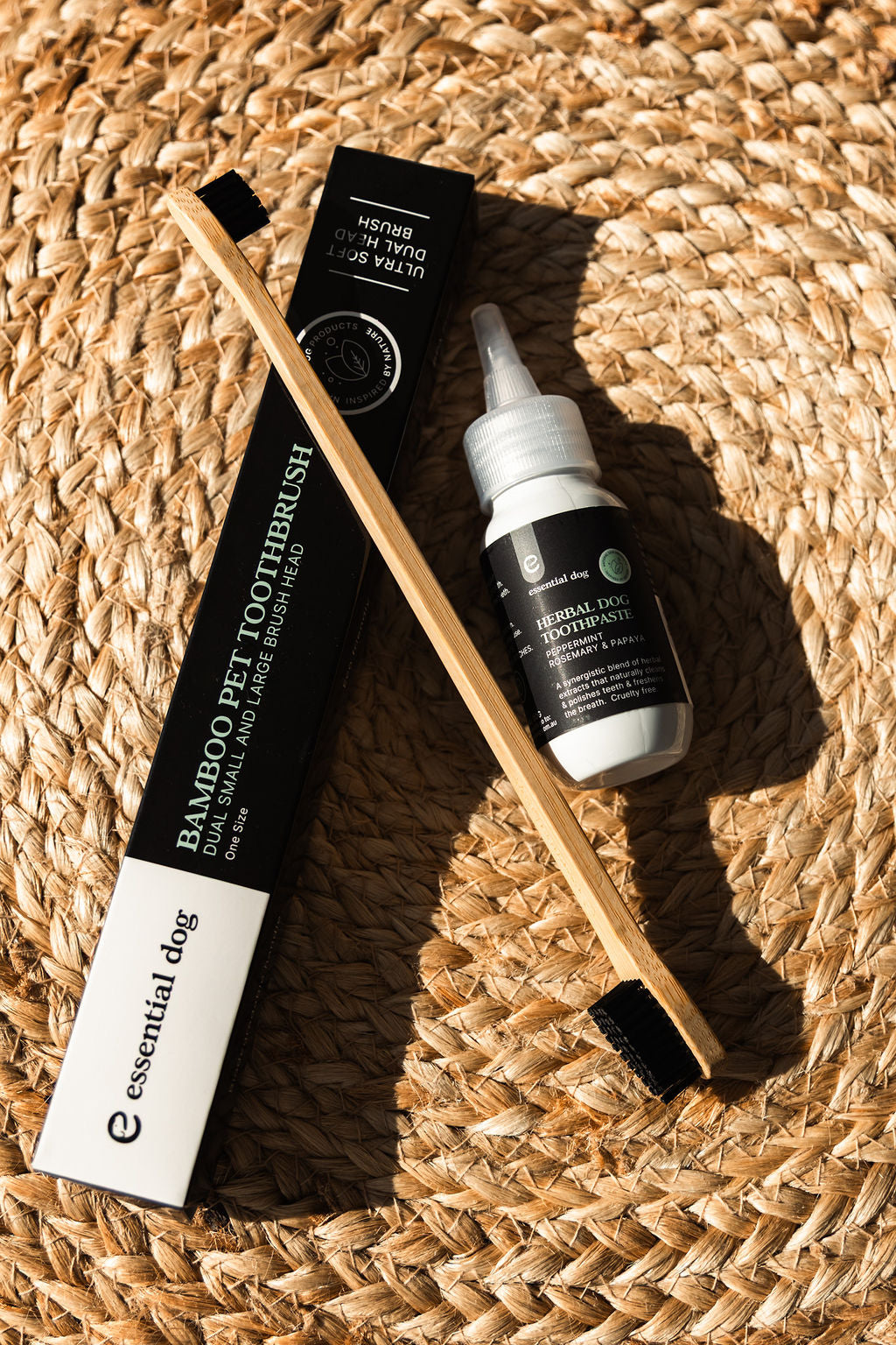natural dog toothpaste and pet bamboo brush