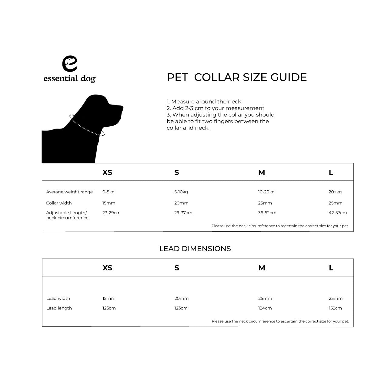 essential dog pet collar and lead size guide