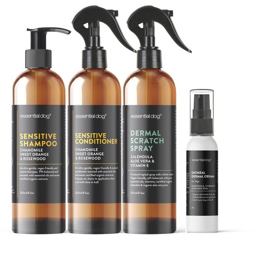 Sensitive Pack 4:Dog  Shampoo, Conditioner, Dermal Scratch Spray & Cream